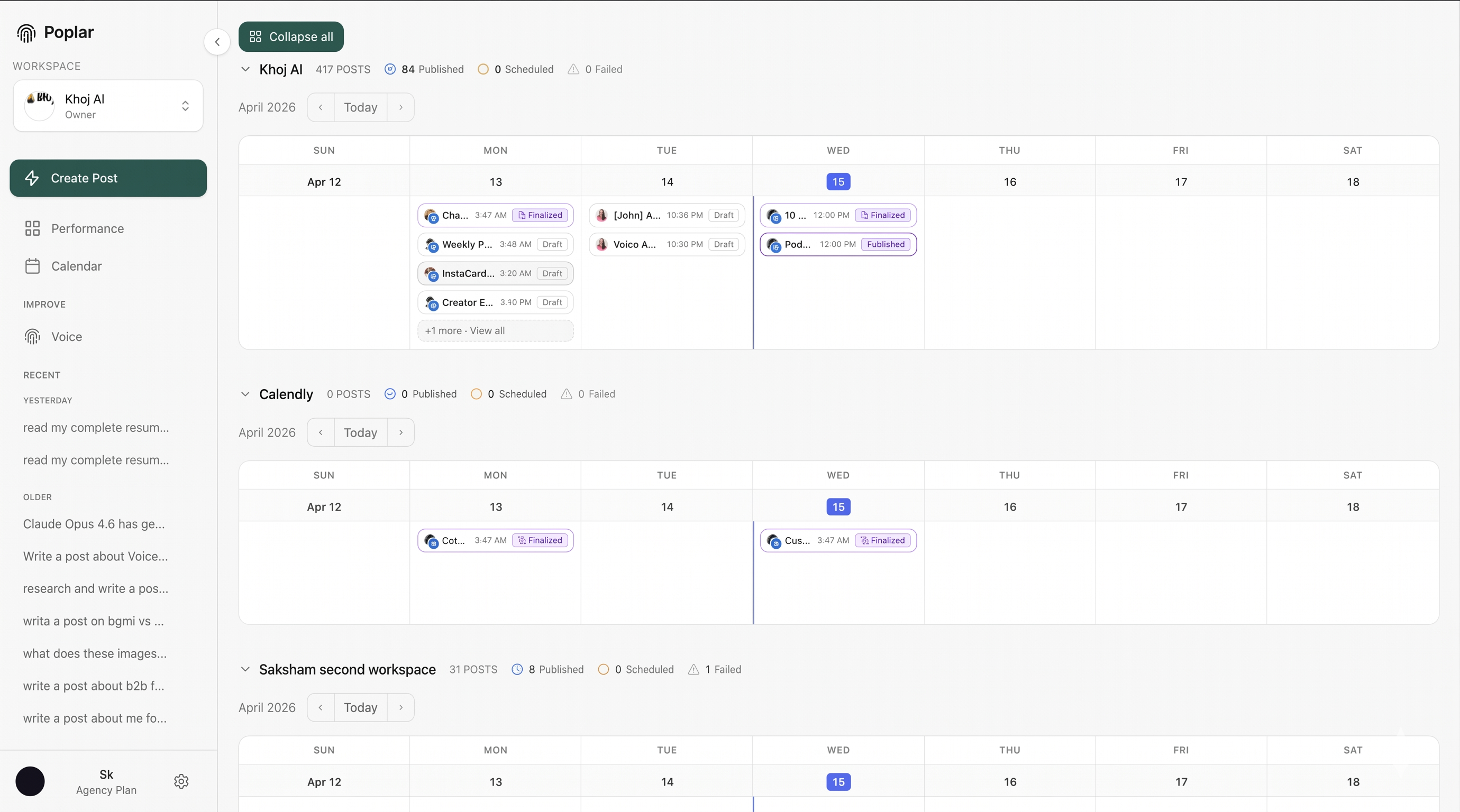 Agency Dashboard